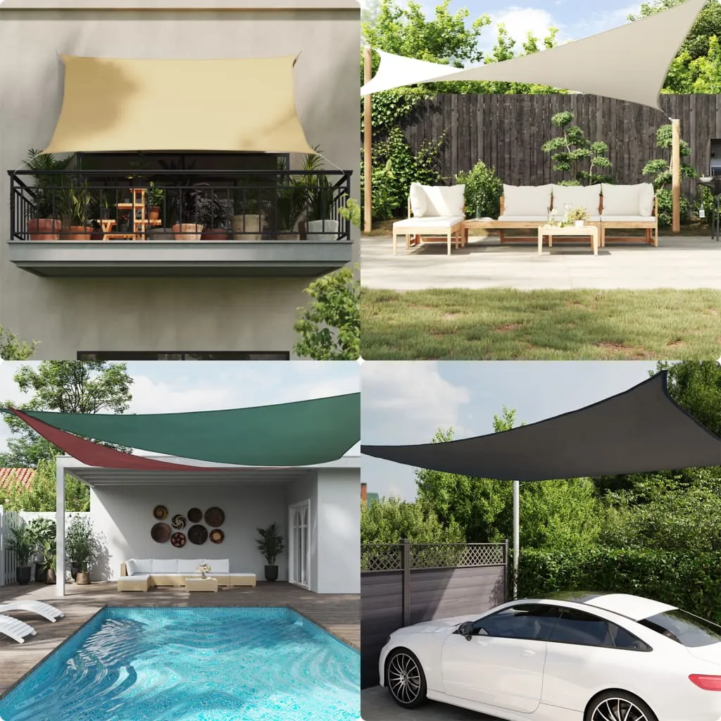 Sun Shade Sail Light Grey 3x4x5 m 100% Polyester Oxford