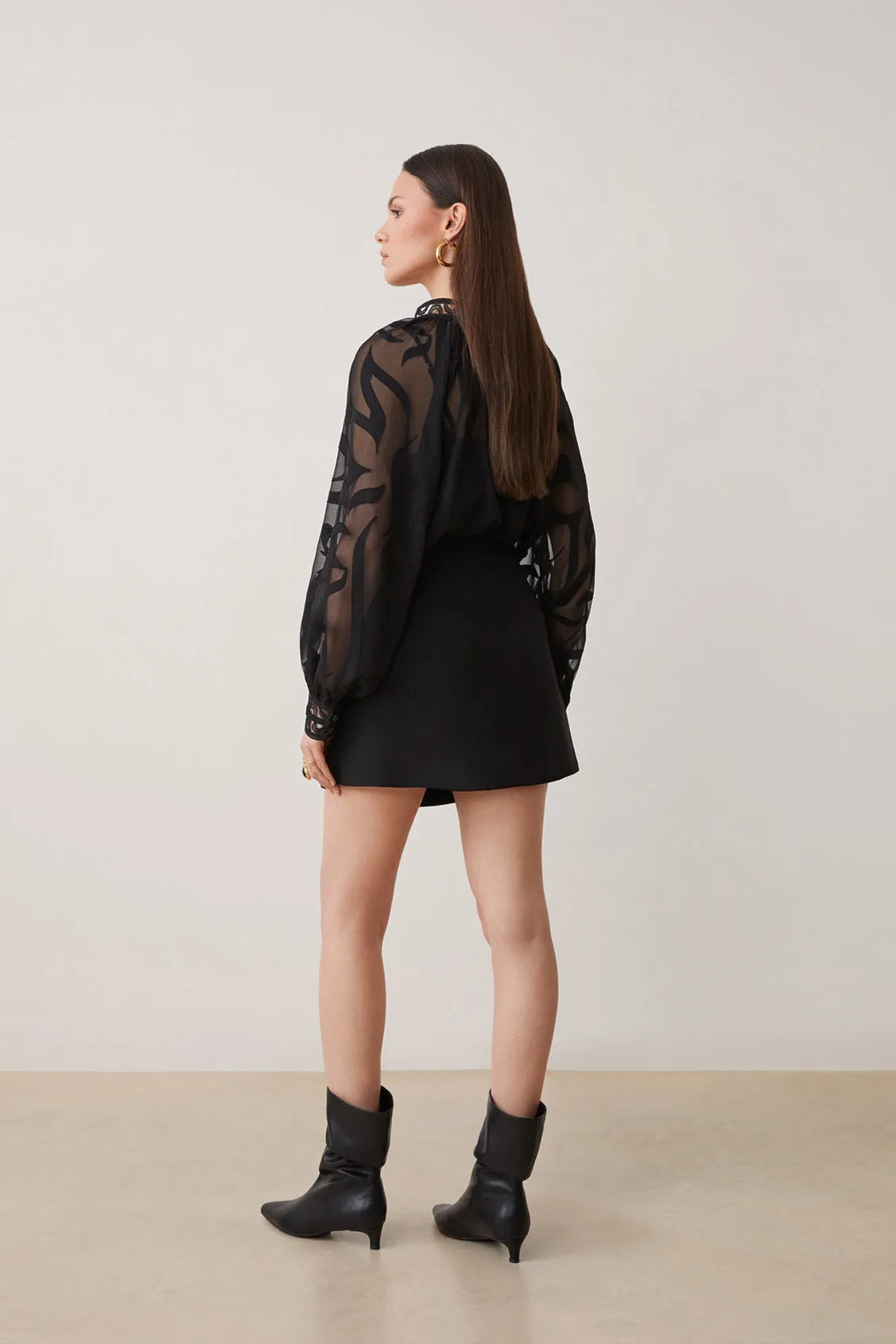 Suncoo Lison Black Lace Detail Blouse