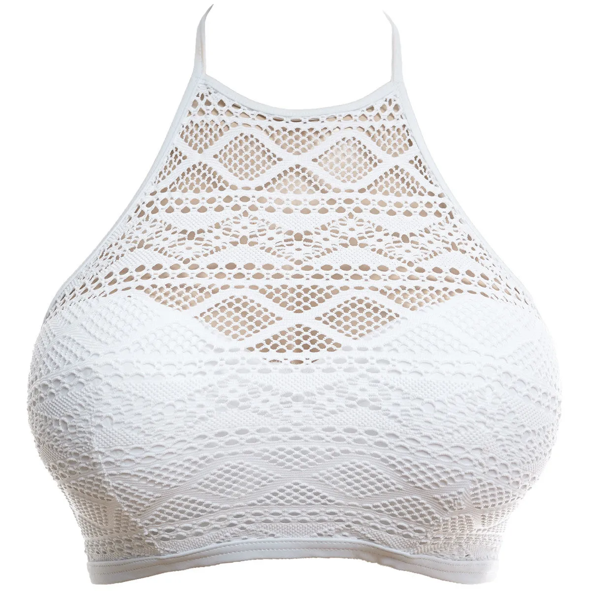 Sundance High Neck Crop Swim Top White - Freya Swim