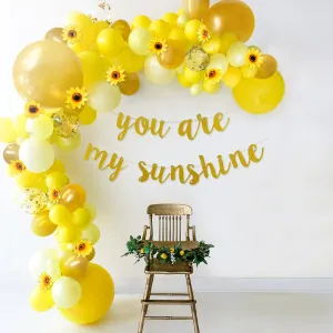 Sunflower Balloon Garland Kit with 97 Balloons in Lemon Yellow, Light Yellow, Honey Gold, and Pearl Yellow for Girl or Boy Baby Shower Decorations, Birthdays, and Bridal Showers