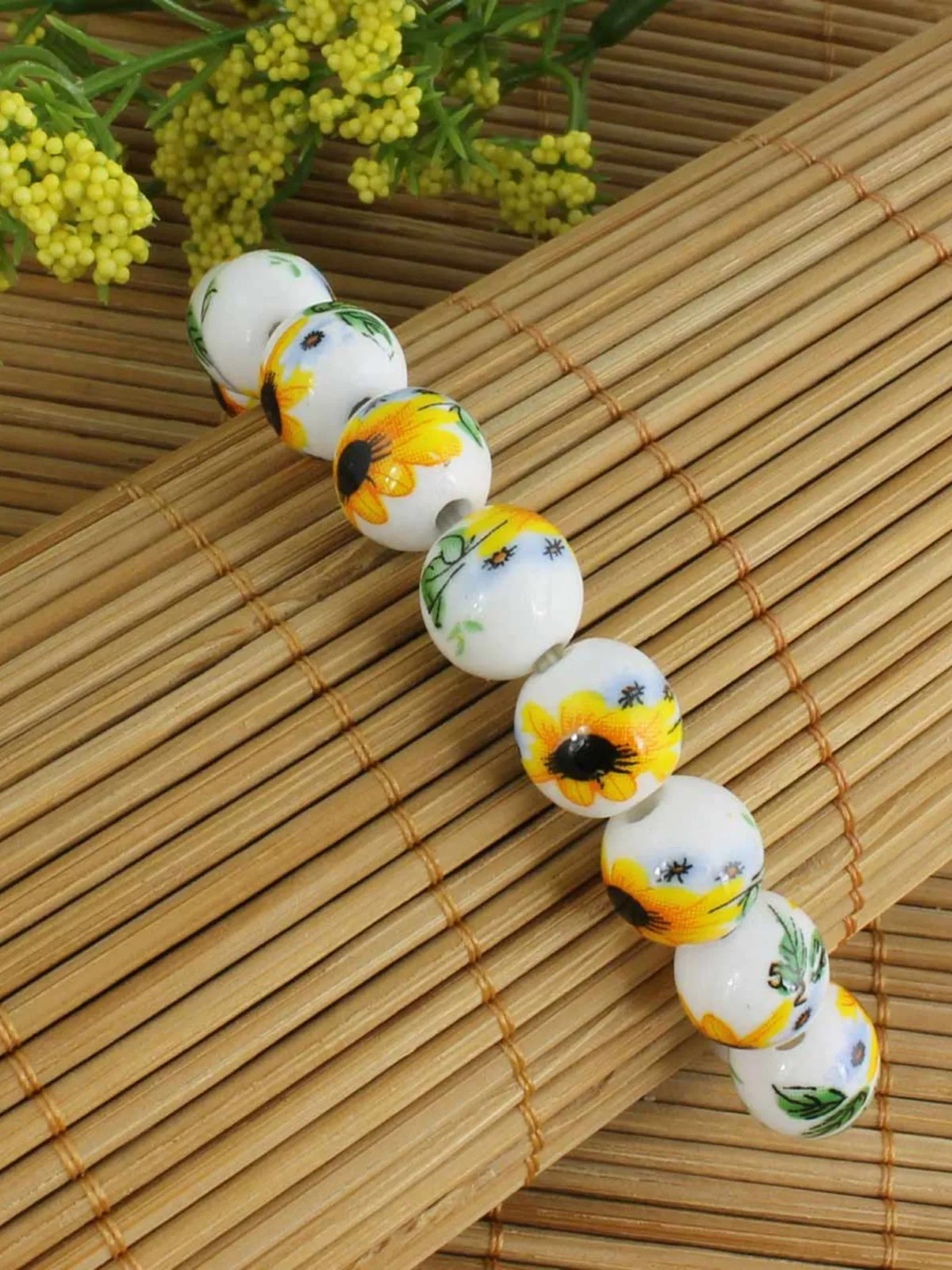 Sunflower Ceramic Bead Bracelet