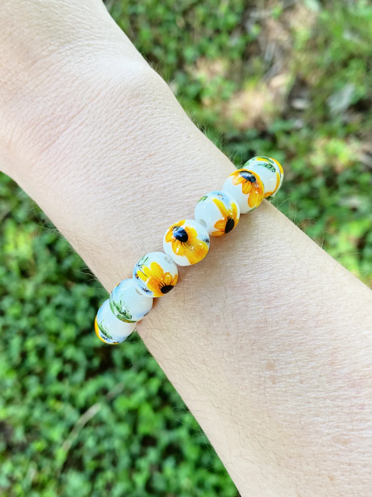 Sunflower Ceramic Bead Bracelet