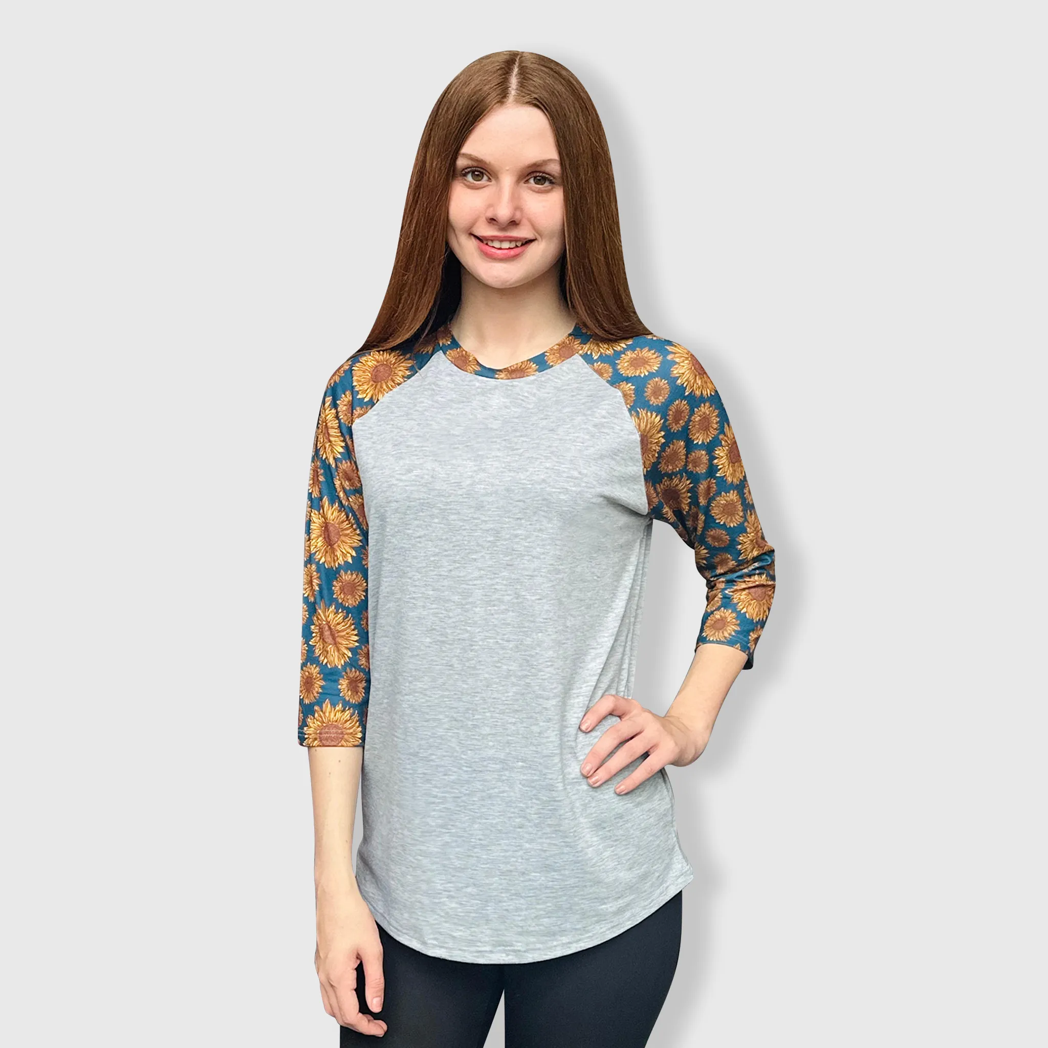 Sunflower Gray Teal Polyester Top