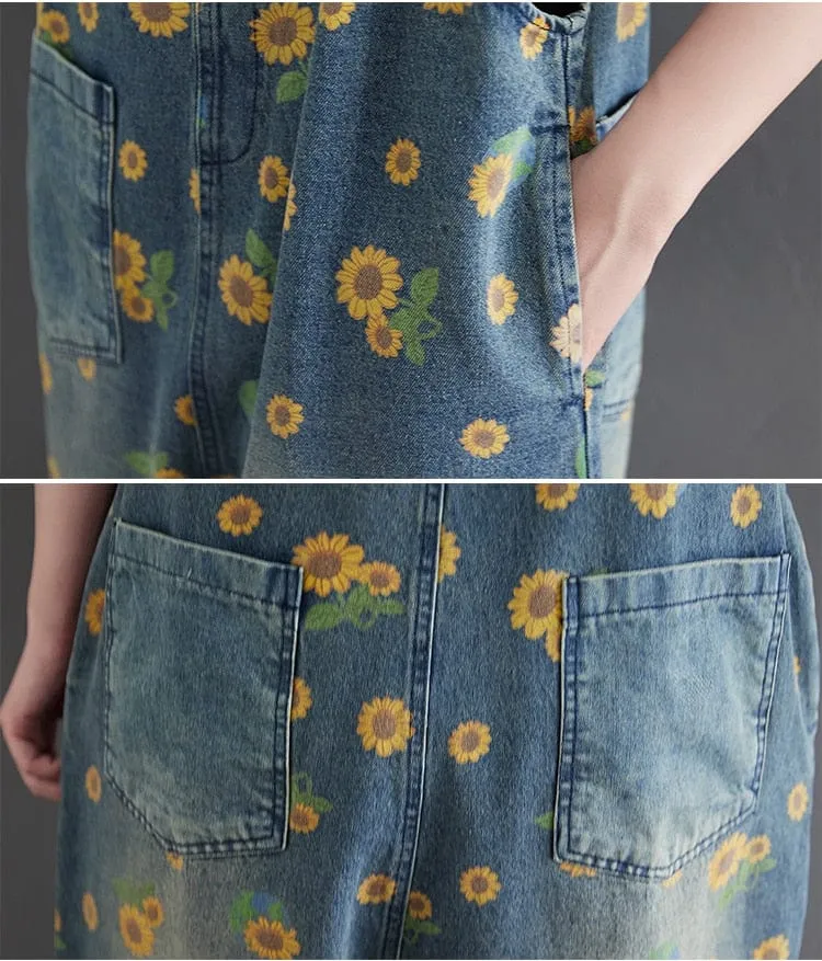 Sunflower Printed Denim Overall