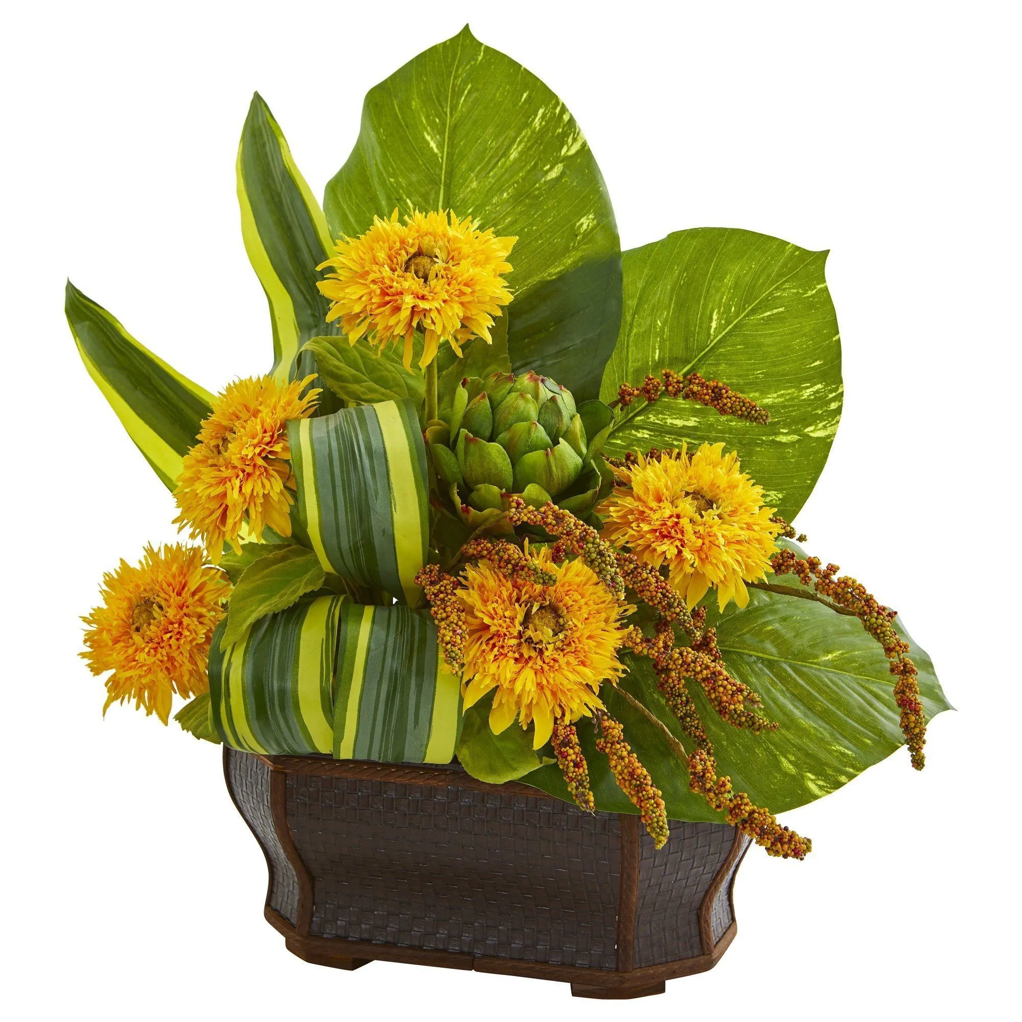 Sunflowers Artificial Arrangement in Black Planter