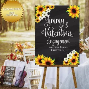 Sunflowers Engagement Custom Canvas Welcome sign