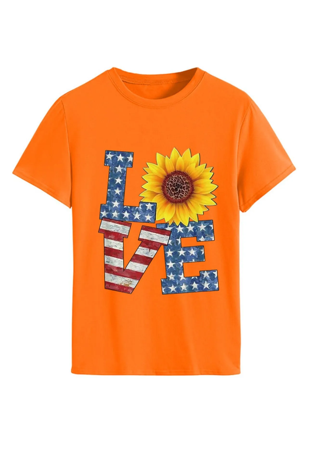 Sunflowers Pentagram Letter Print T-shirt