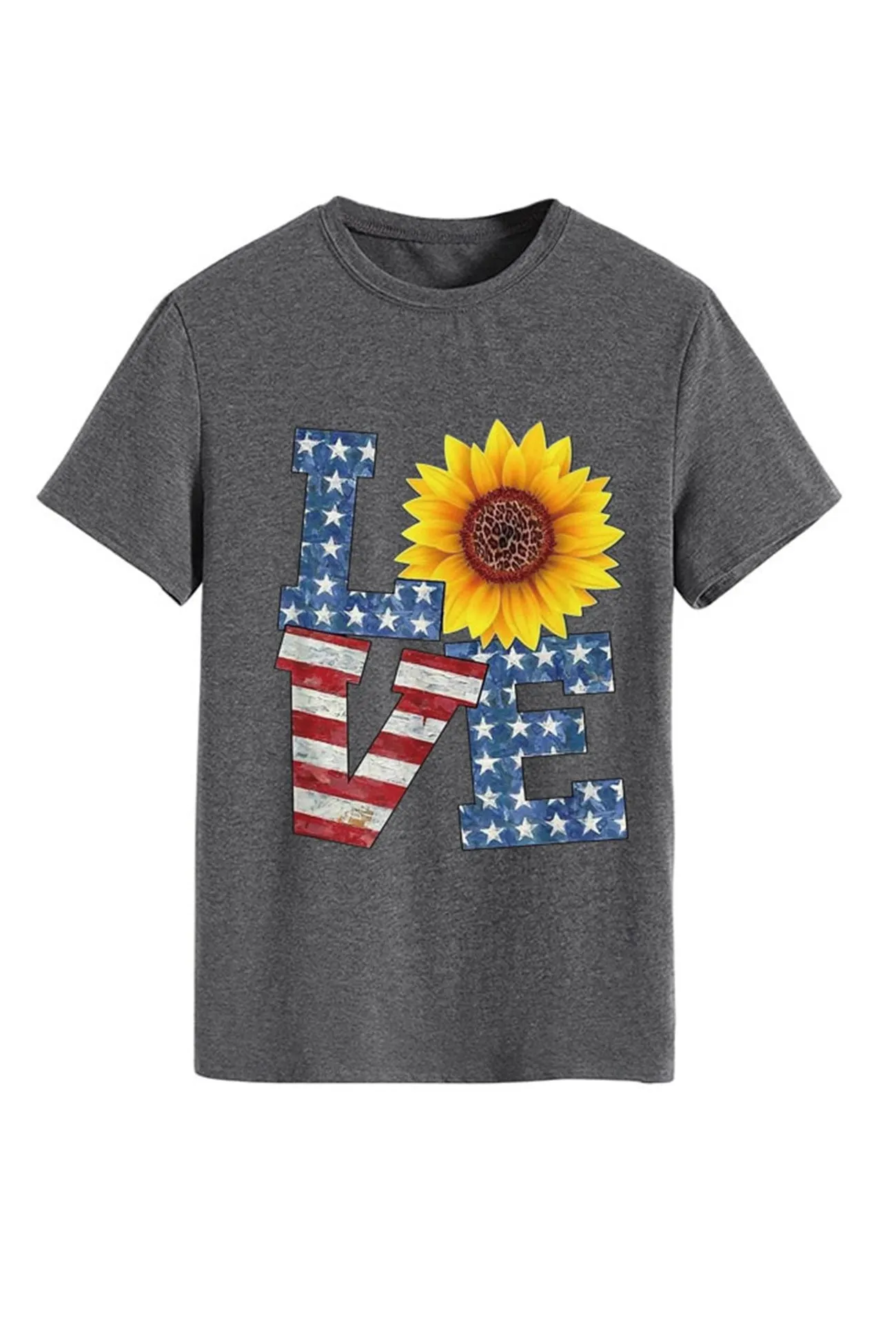 Sunflowers Pentagram Letter Print T-shirt