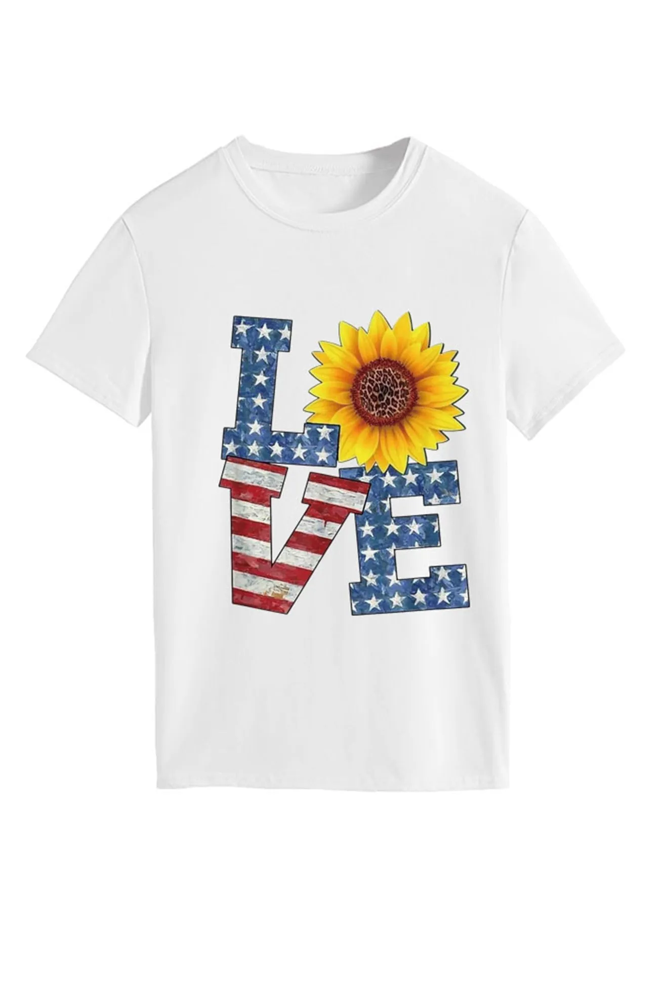 Sunflowers Pentagram Letter Print T-shirt