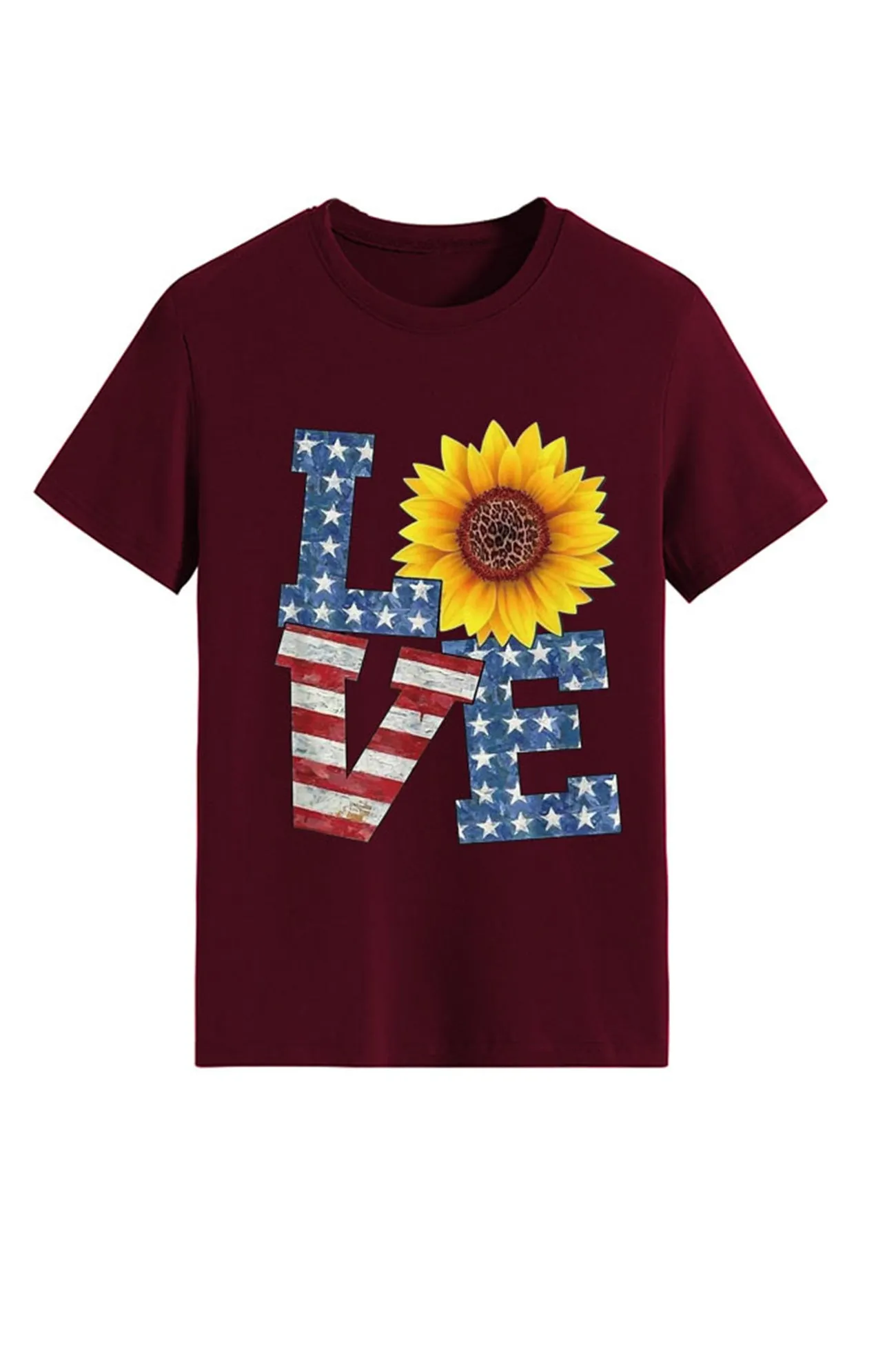 Sunflowers Pentagram Letter Print T-shirt