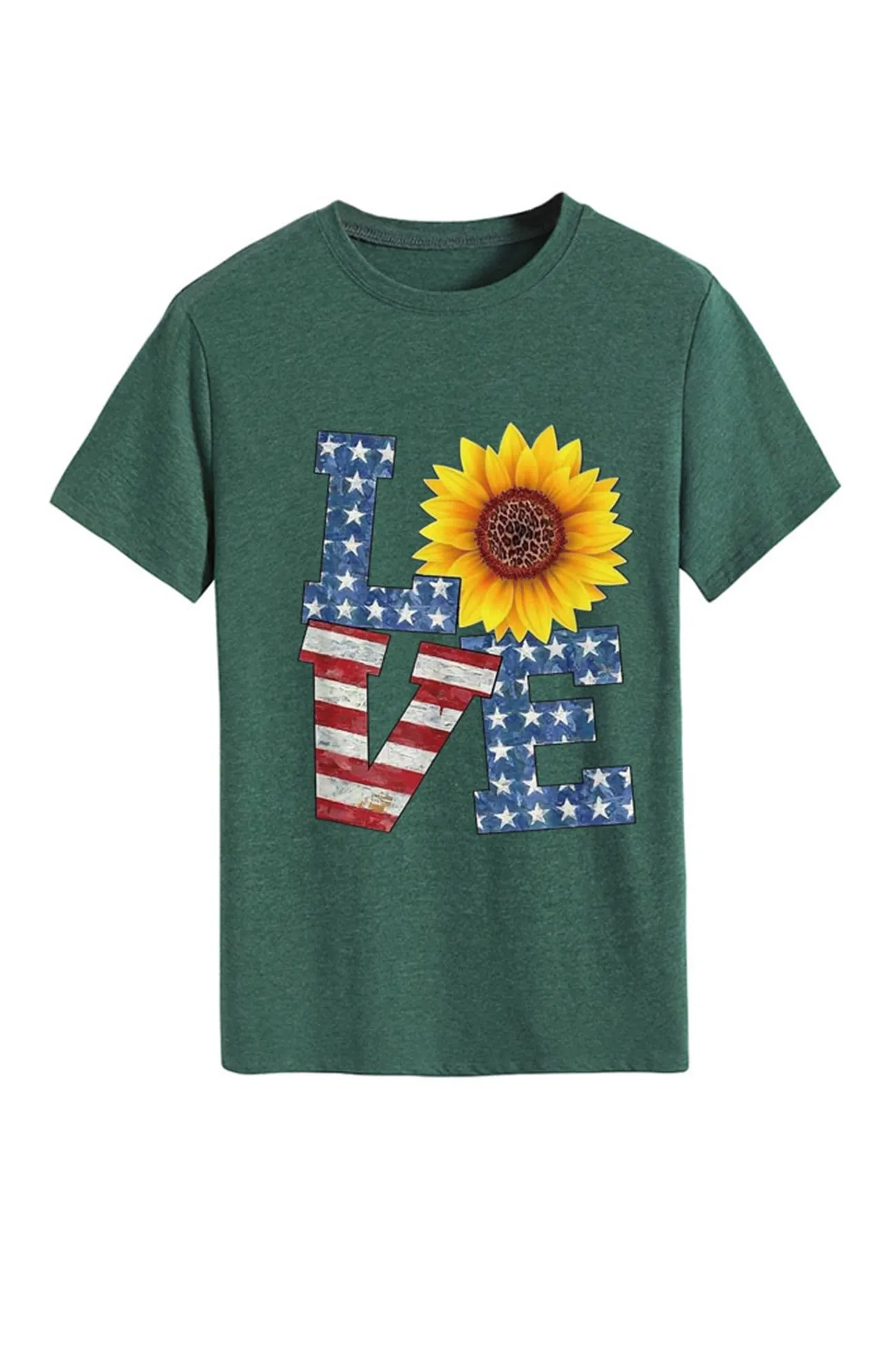 Sunflowers Pentagram Letter Print T-shirt