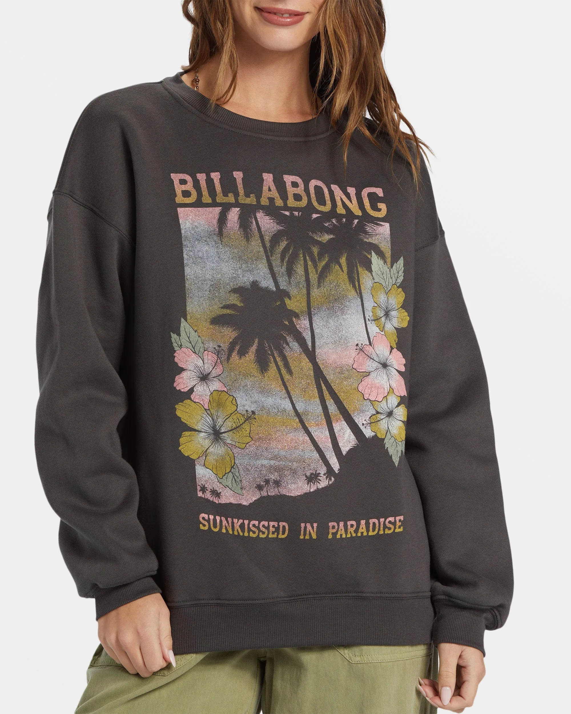 Sunkissed Paradise Crewneck Sweatshirt - Off Black