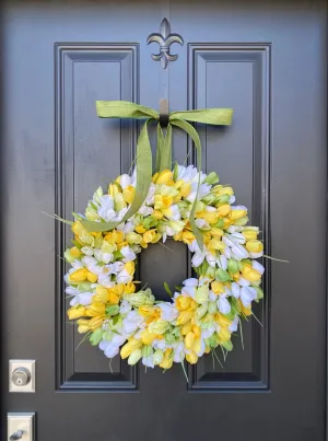 Sunny Delight Yellow Tulip Wreath