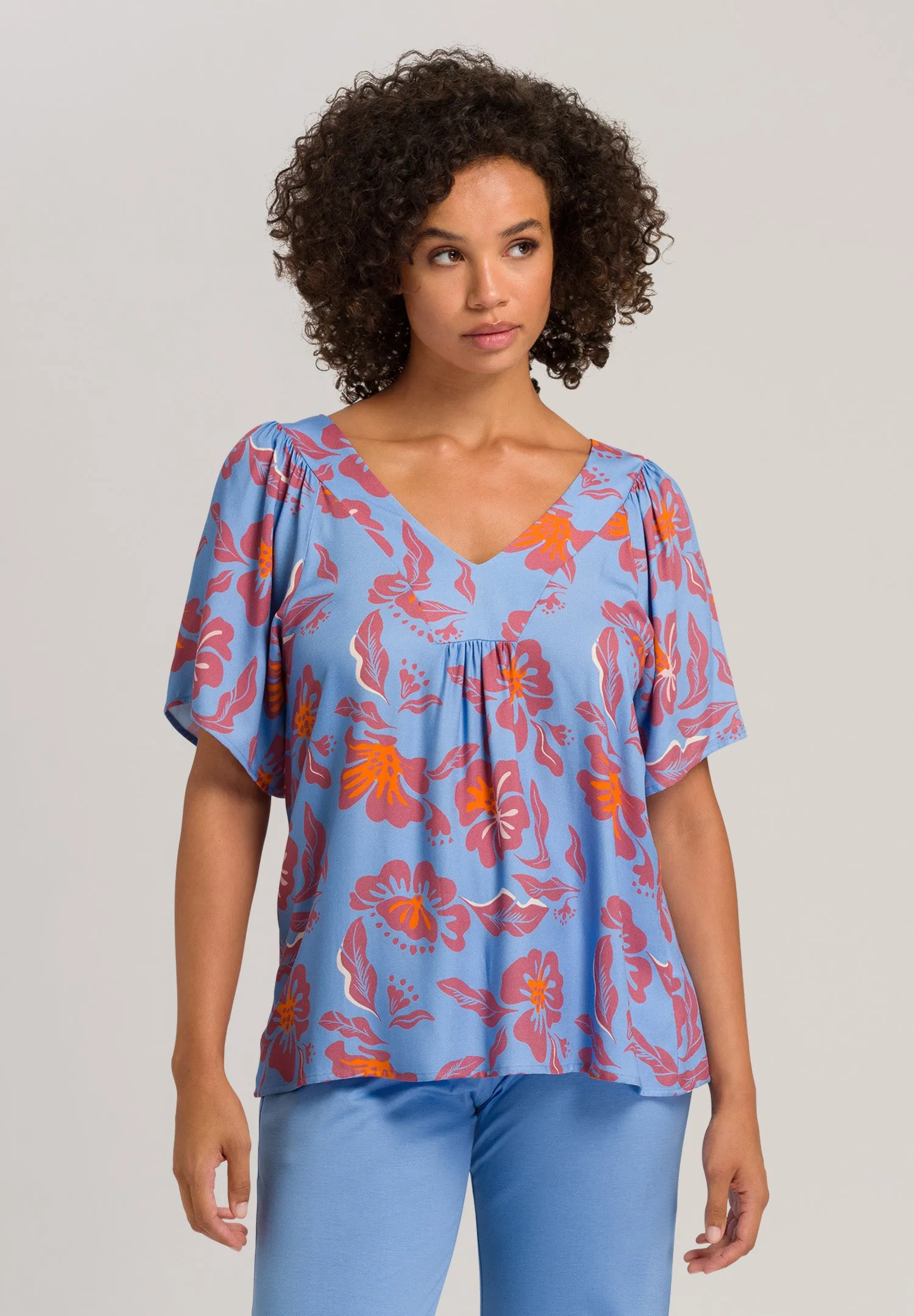 Sunny Vibes Flowy V-Neck Blouse | Vivid Flowers 78727-2368