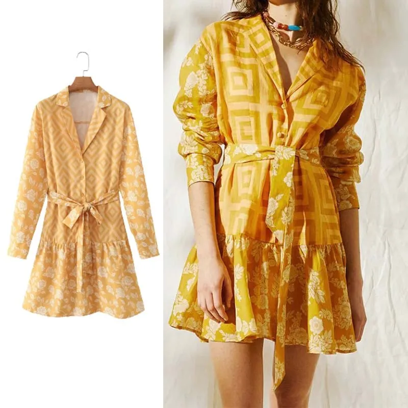 Sunny Yellow Collared Summer Dress  - Culture Heaven Special