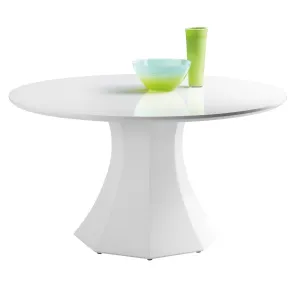 Sunpan Round White Modern Sanara Dining Table - 55" - Wood - Seats 4