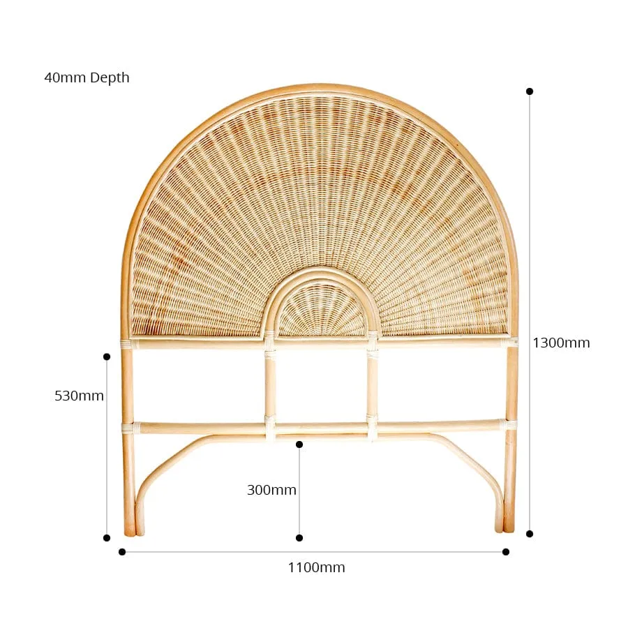 Sunrise Rattan & Wicker Bedhead King Single Size Natural