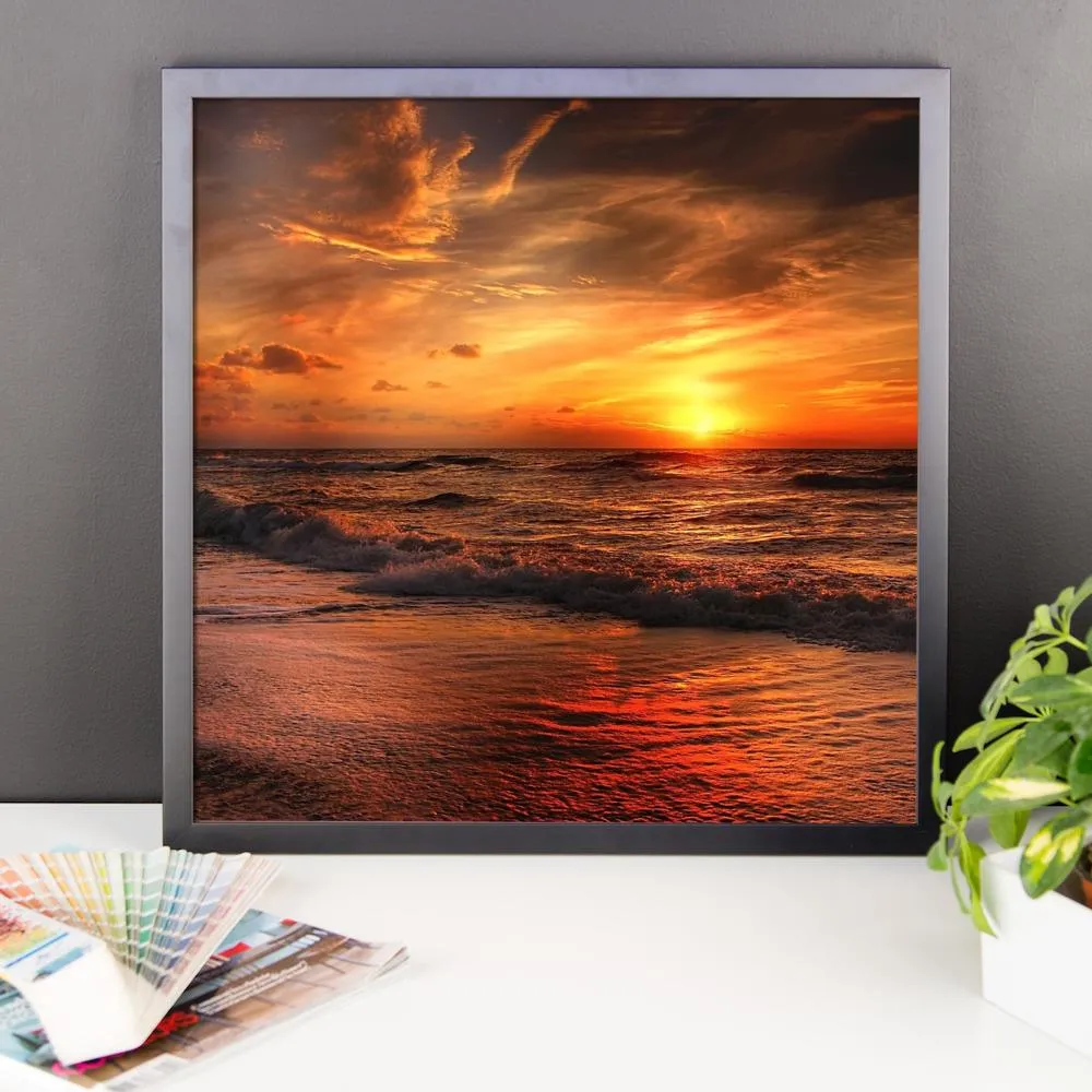 Sunset Waves Ocean Sea Framed Photo Poster Wall Art Decoration Decor For Bedroom Living Room