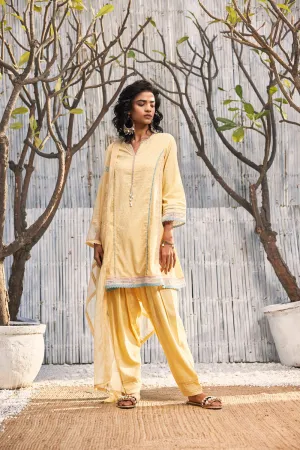 Sunshine Yellow Short Anarkali With Salwar - Set Of 3