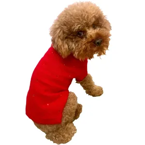 Super Glam Rhinestone Turtleneck Dog Sweater Red