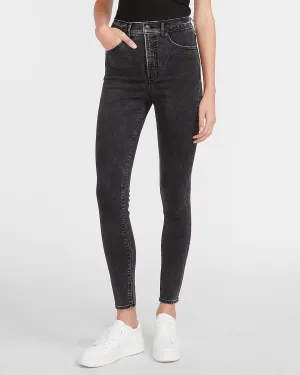 Super High Waisted Black Skinny Jeans in Pitch Black