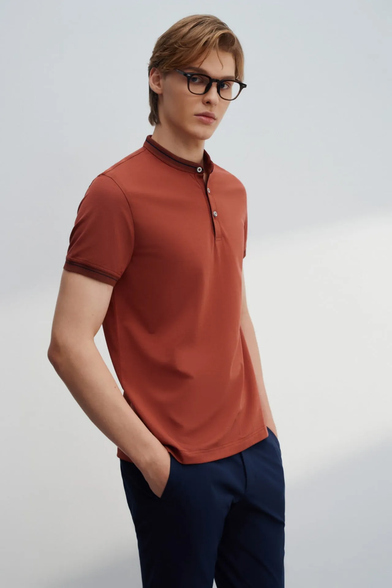 Super Light Mercerized Cotton Pique Smart Fit Short Sleeve Stand Collar Polo Tee