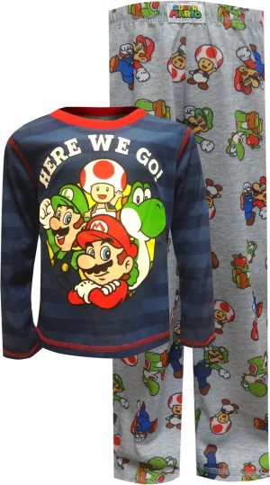 Super Mario Here We Go Striped Pajamas