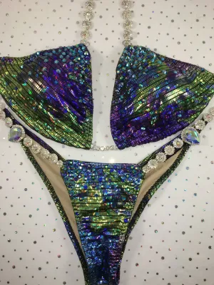 Super Nova Bubbles Diamond Princess color upgrade quick ship large top/brazilian cheeky (we size bottom to your measurement)