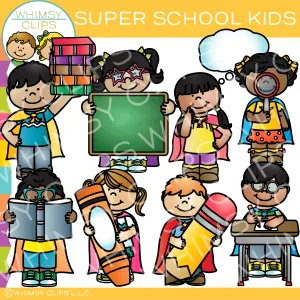 Super School Kids Clip Art