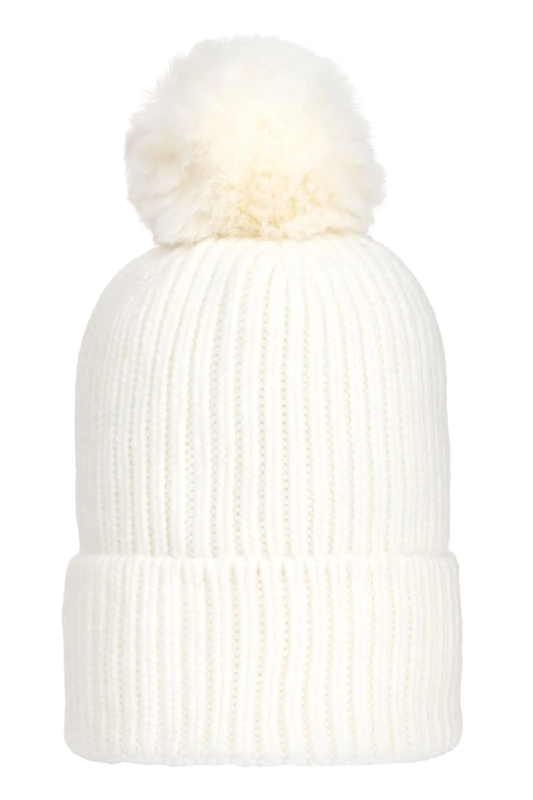 Super Soft Chunky Cashmere Hat with Pom Pom in Winter White