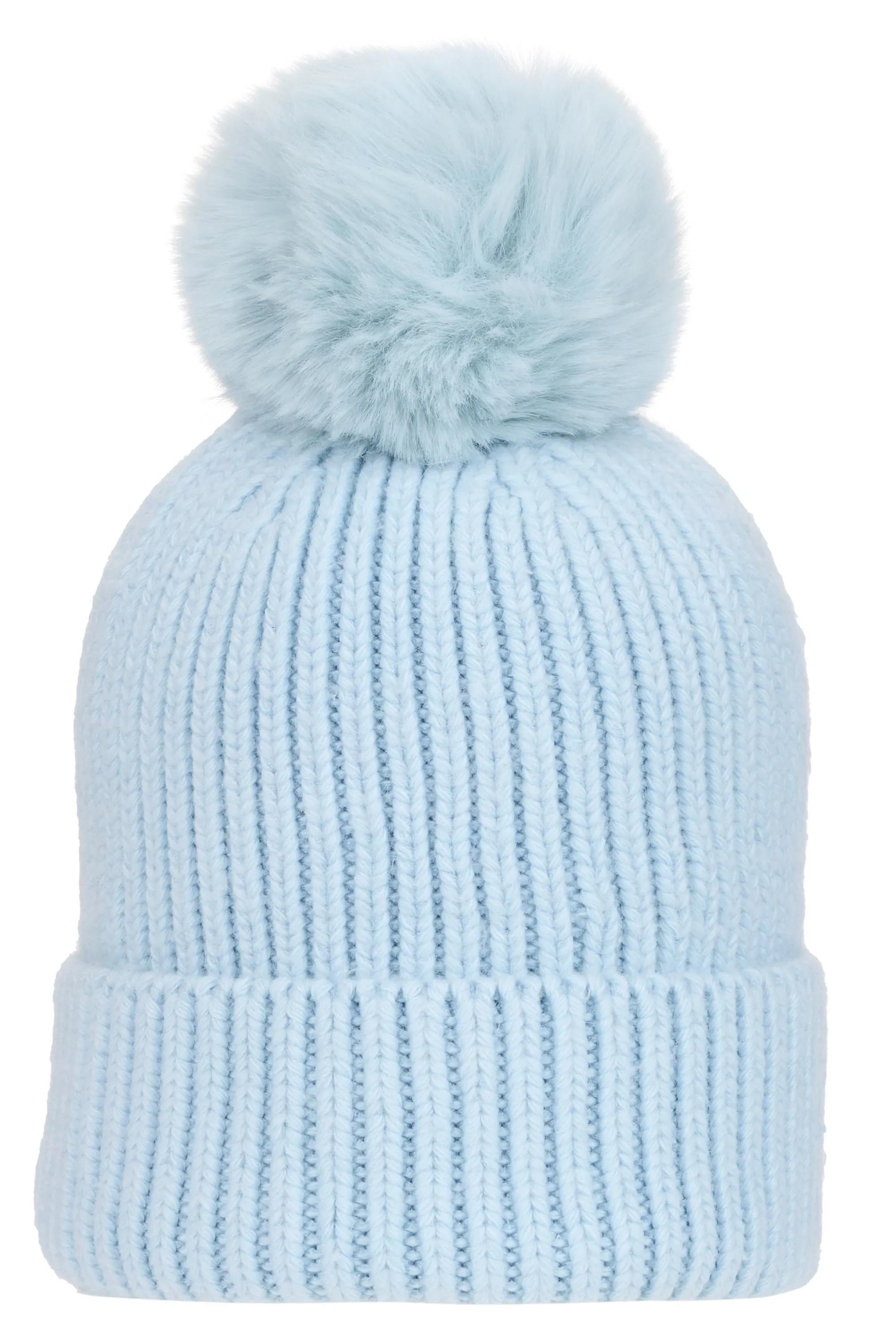 Super Soft Chunky Cashmere Mix Hat with Pom Pom in Ice Blue