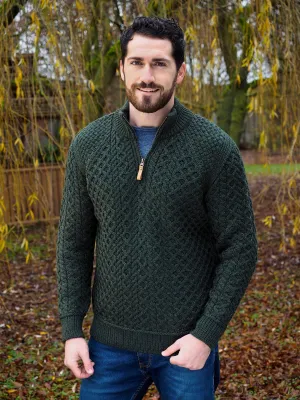 SUPER SOFT HALF ZIP DESIGN ARAN SWEATER