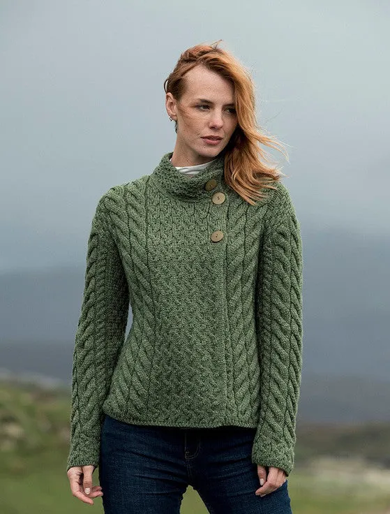 Super Soft Trellis and Cable Cardigan - Meadow Green