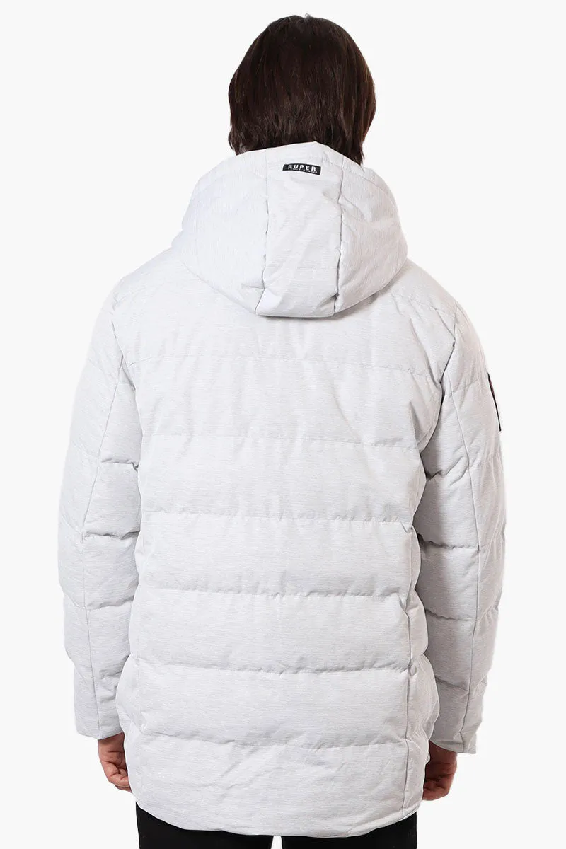 Super Triple Goose Knit Collar Bubble Bomber Jacket - White