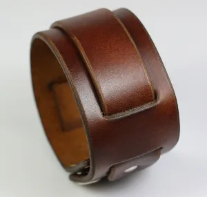 Super Weave Wristband, Brown Leather