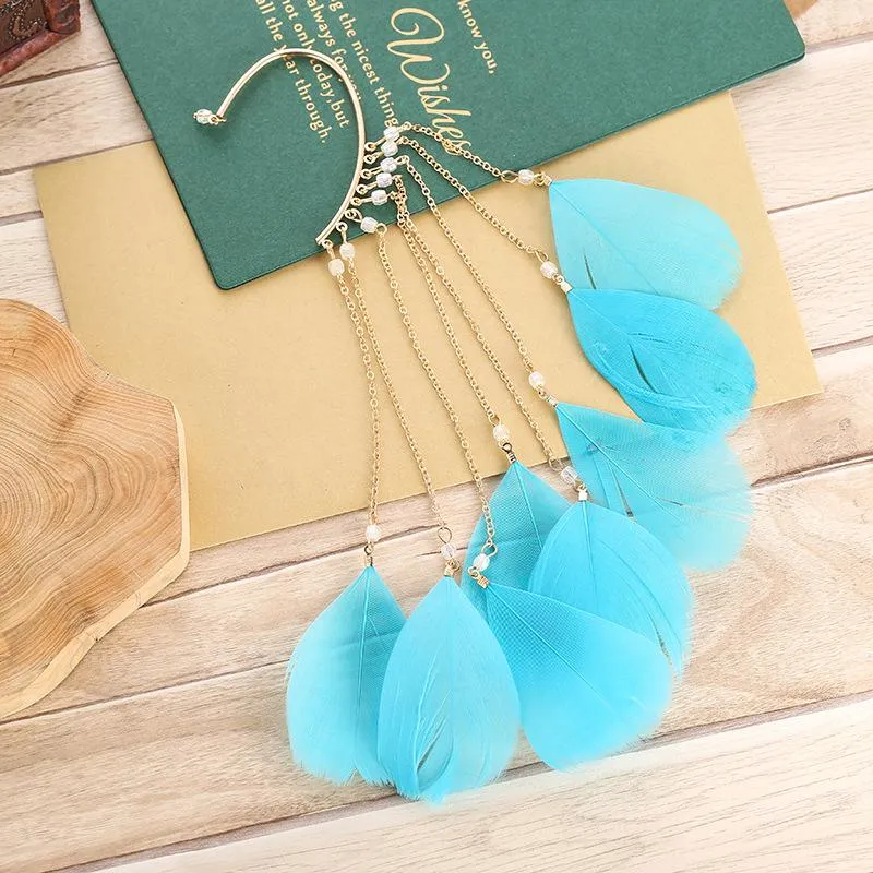 Superb Temperament Exaggerated Bohemian Long Tassel Female Non Pierced Earrings