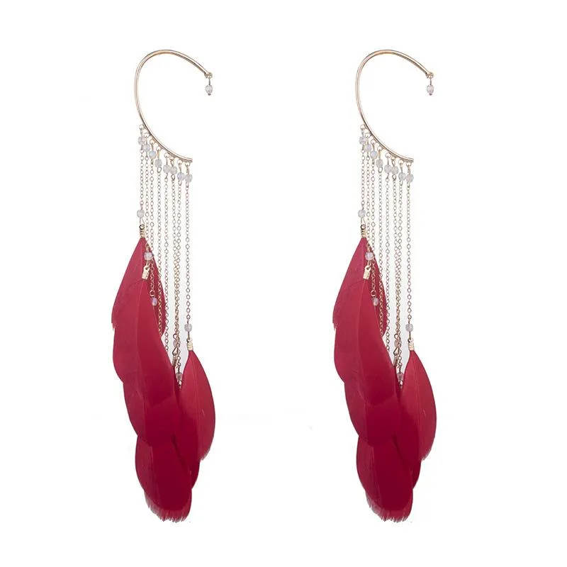 Superb Temperament Exaggerated Bohemian Long Tassel Female Non Pierced Earrings