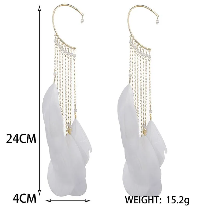 Superb Temperament Exaggerated Bohemian Long Tassel Female Non Pierced Earrings