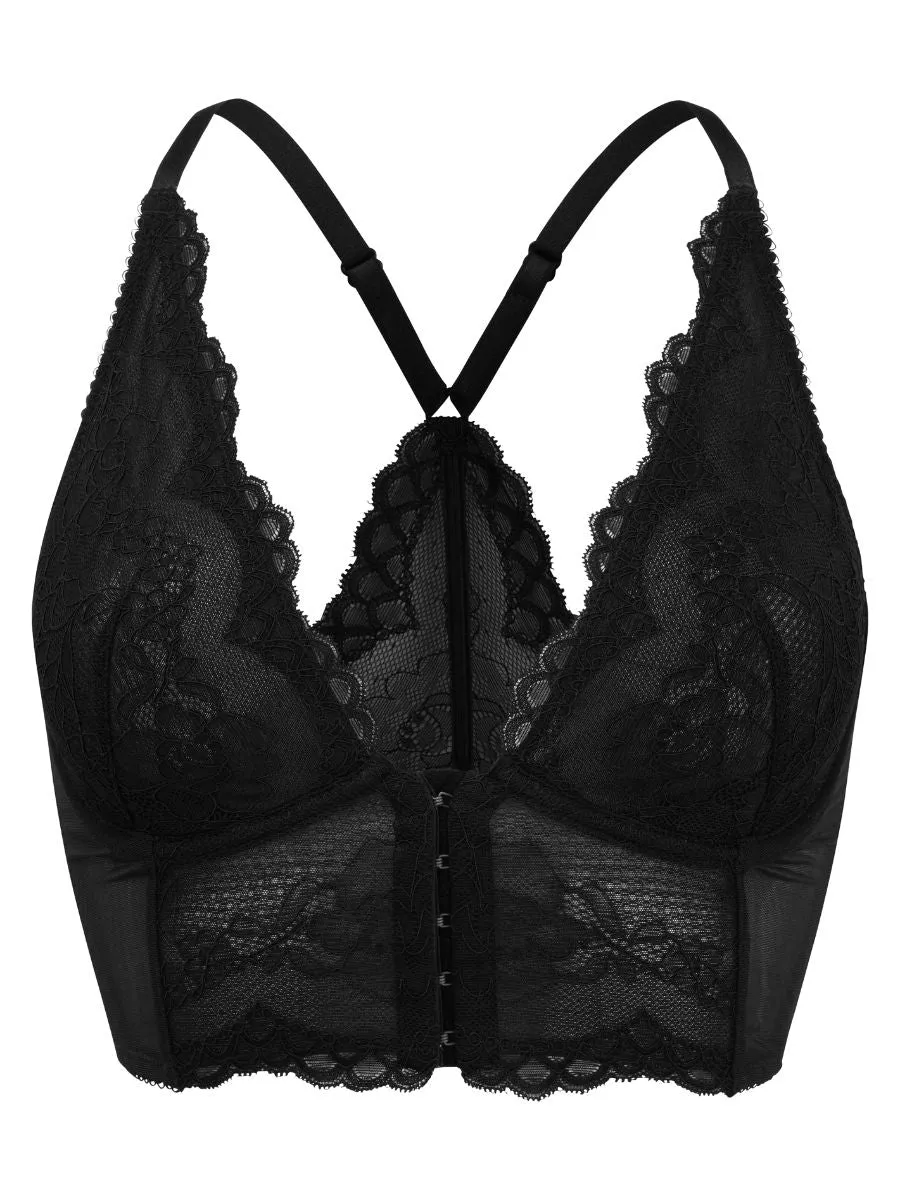 Superboost Lace Deep V Bralette - Black