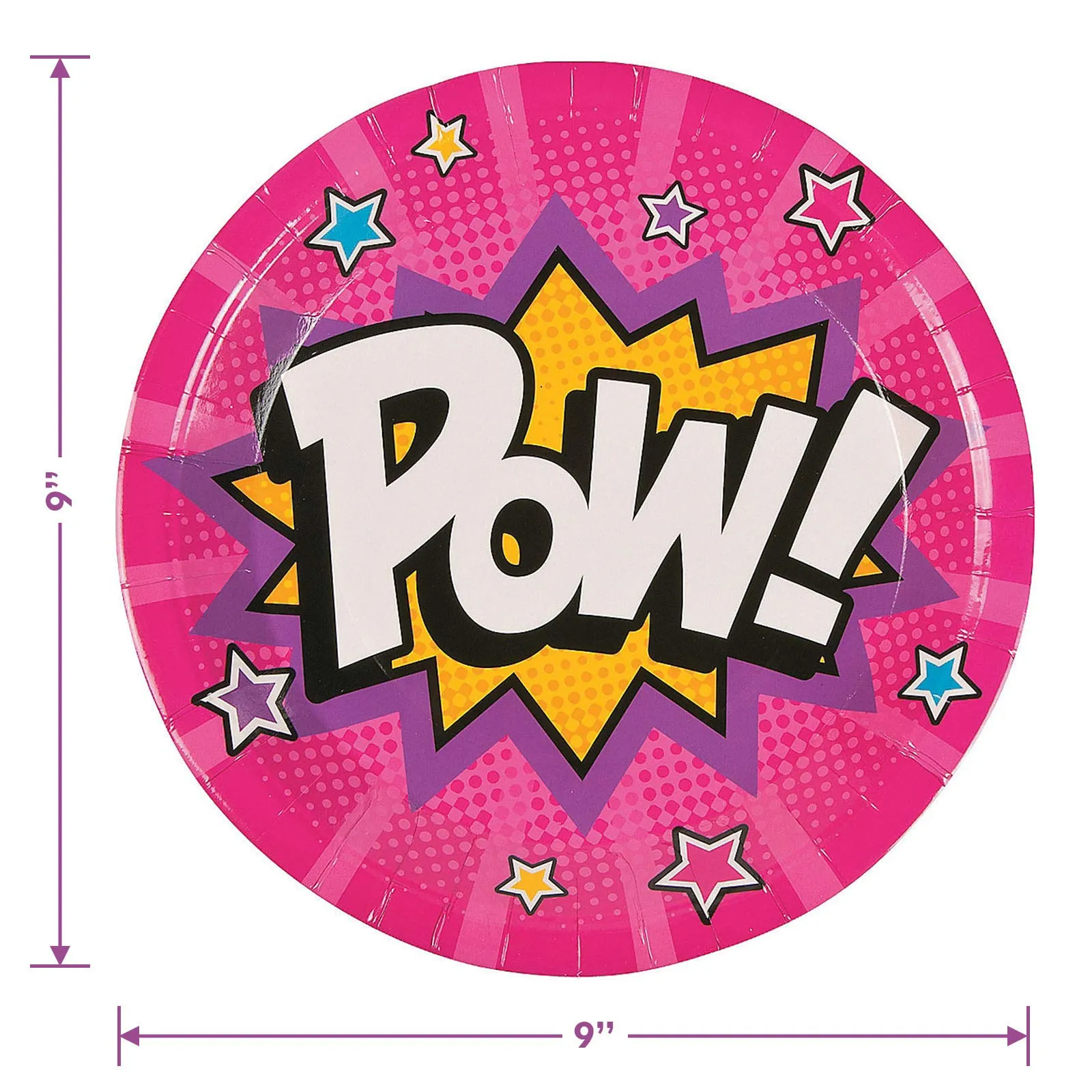 Superhero Girl Pink Comic Hero Paper Dinner Plates and Beverage Napkins (Serves 16)