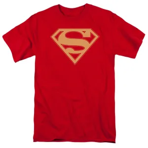 Superman Red & Gold Shield Mens T Shirt Red