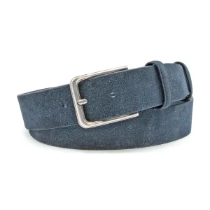 Supple Navy Blue Ridge Prong Suede Belt