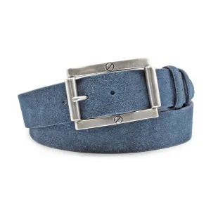 Supple Navy Blue Screw Detail Suede Belt