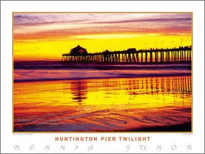 Surfing "Huntington Pier Twilight" Poster Print - Creation Captured