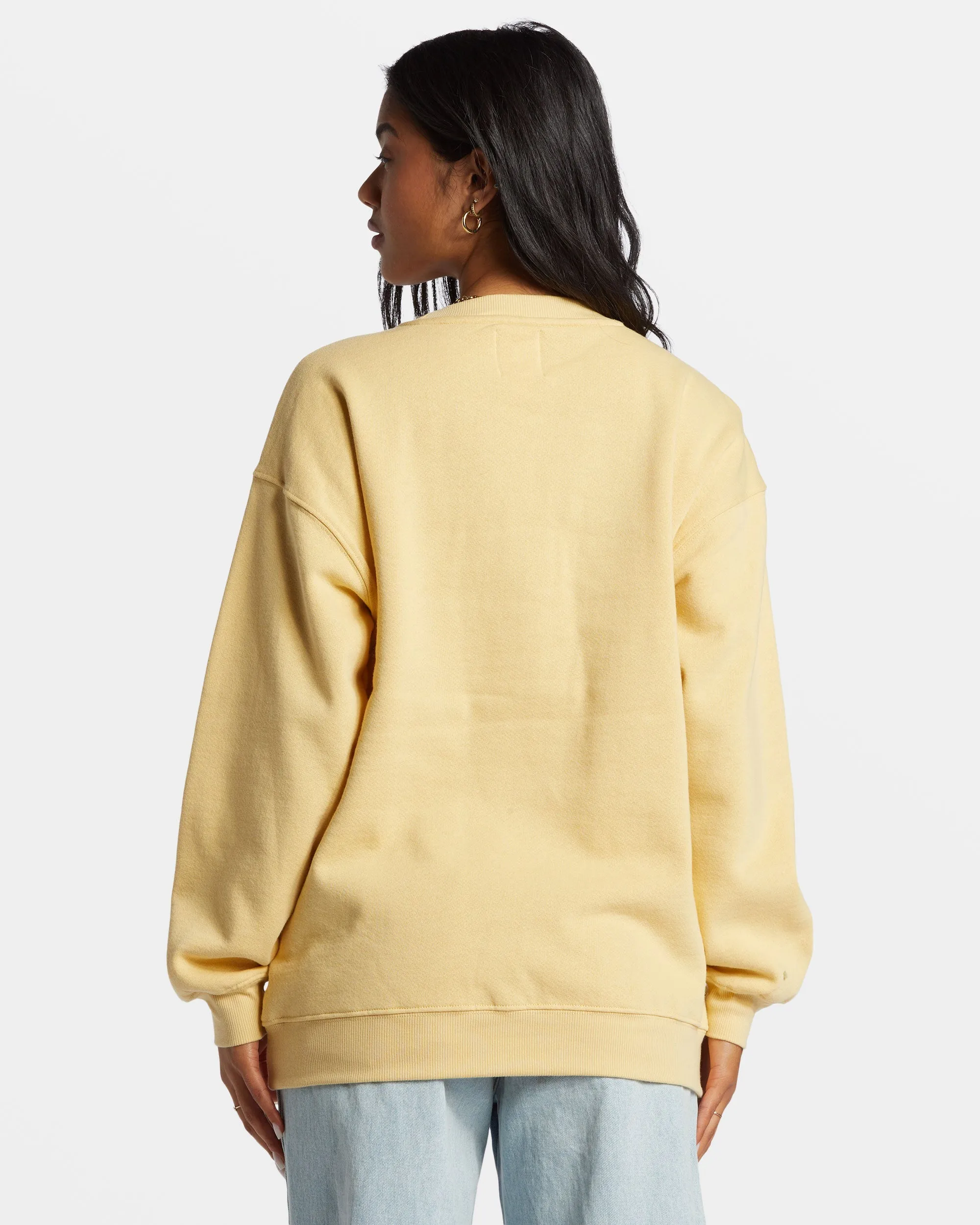 Surfing Together Crewneck Sweatshirt - Pale Yellow