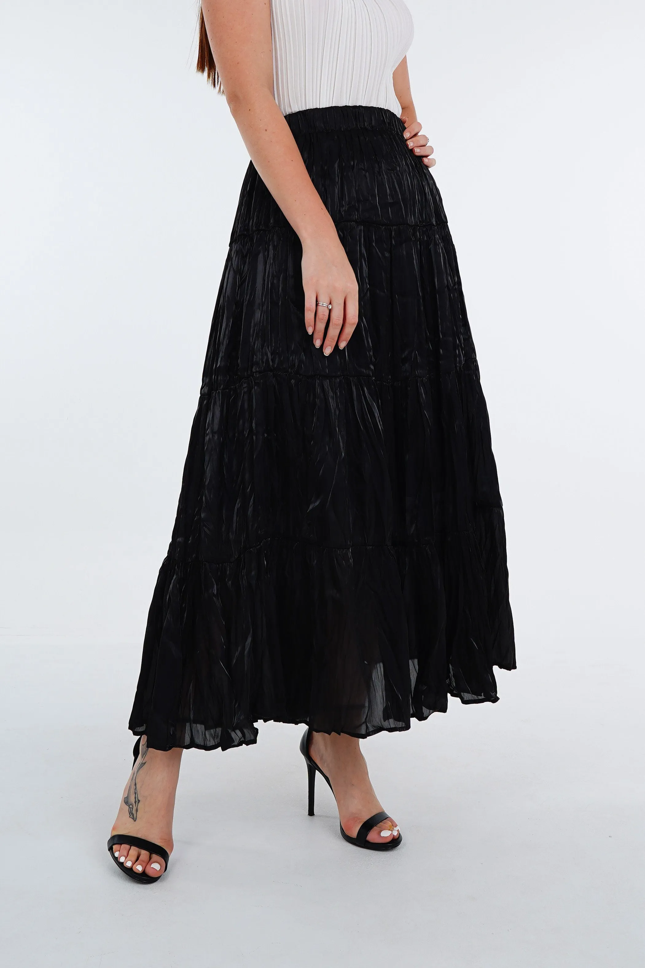 Suri Ruffle Skirt With Shiny Finish