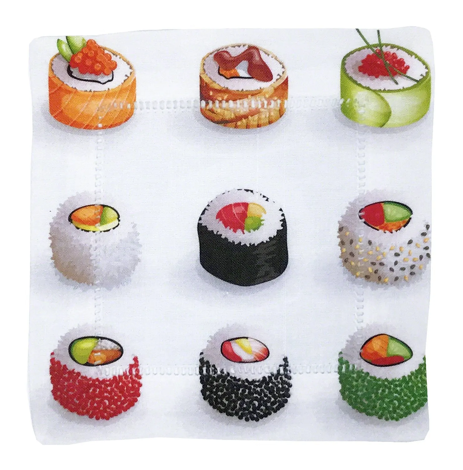 SUSHI GO 6"X6" HEMTITCH Cocktail Napkins, SET OF 4