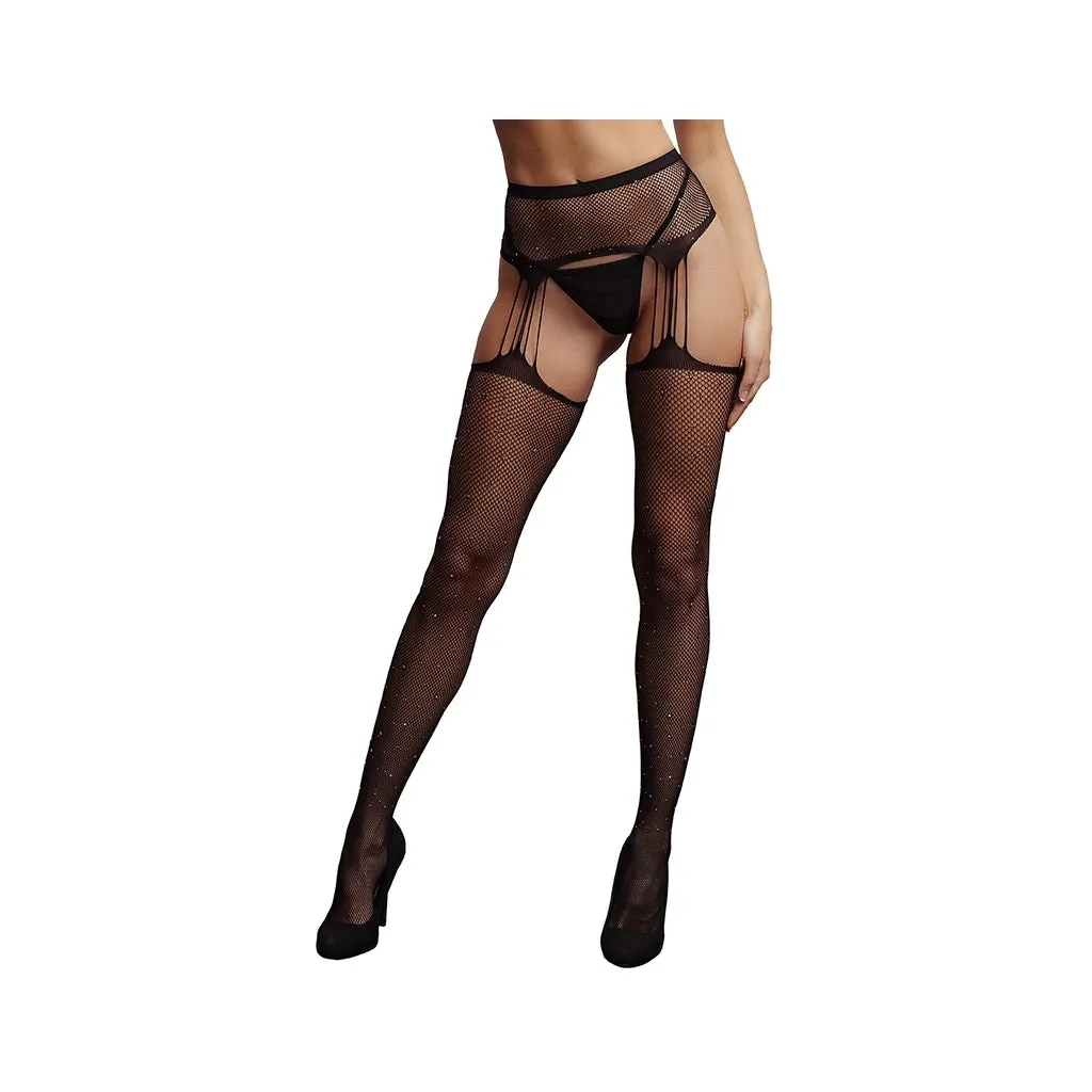 Suspender Rhinestone Pantyhose