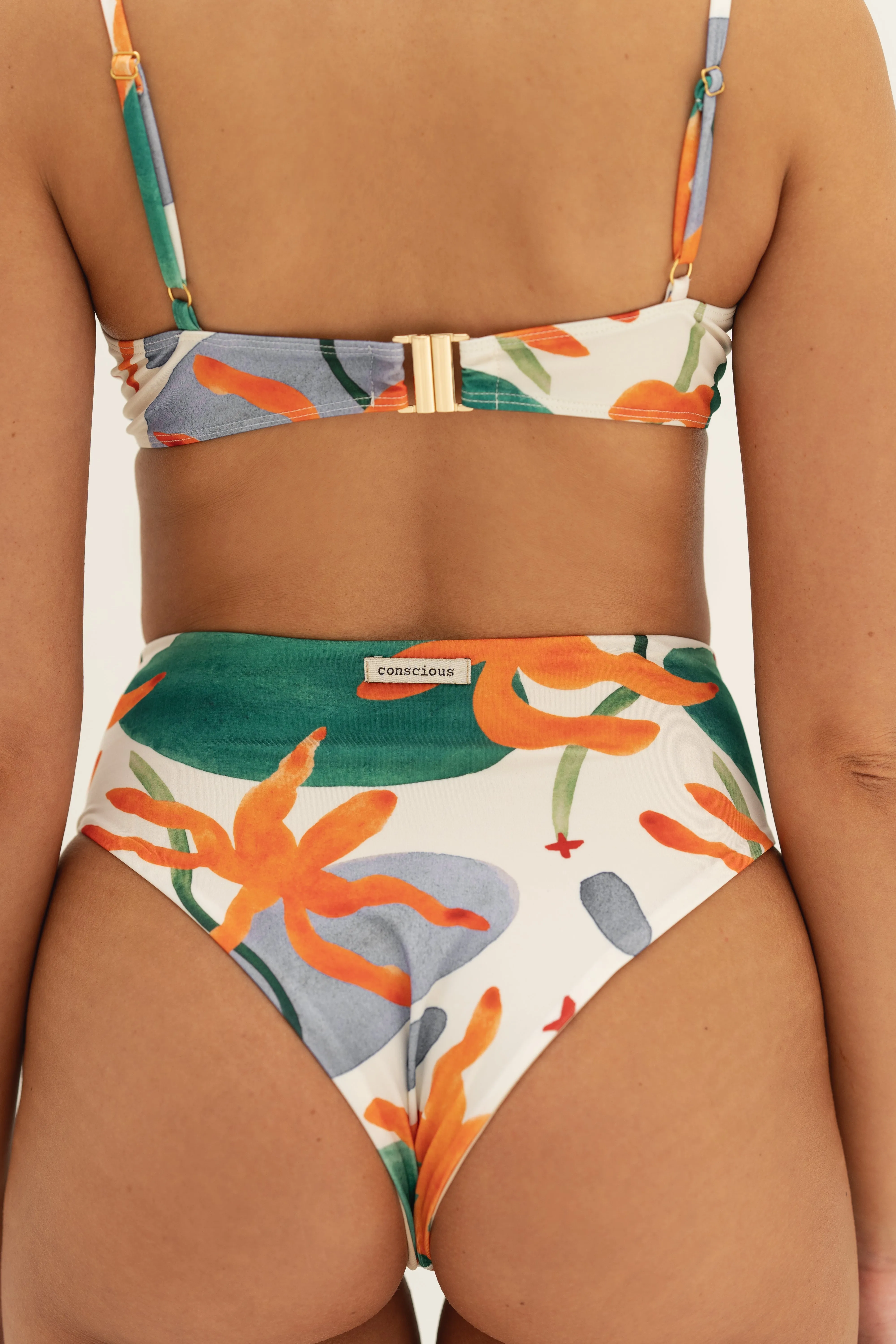 sustainable swimwear top eva abstract print