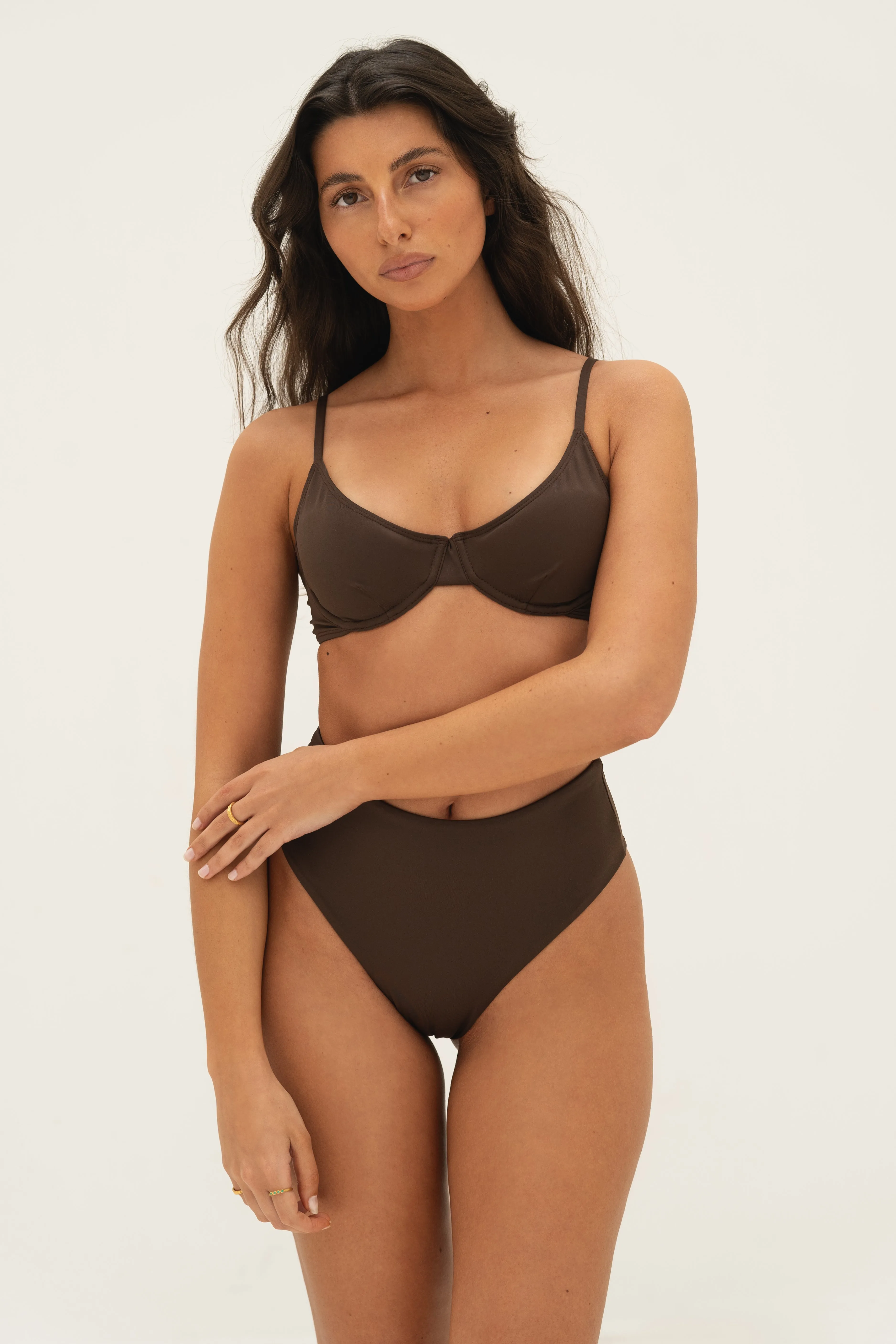 sustainable swimwear top eva chocolate